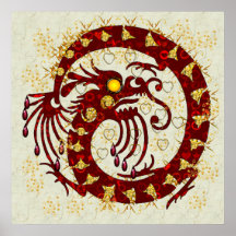 Red Fire Dragon Poster