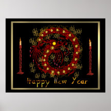 Red Fire Dragon Posters