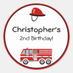 Red Fire Engine and Hat Birthday Stickers