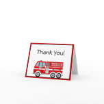 Red Fire Engine and Hat Thank You Note Cards