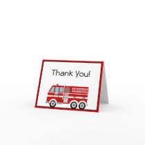 Red Fire Engine and Hat Thank You Note Cards