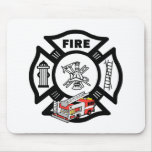 Red Fire Engine Rescue Mousepad