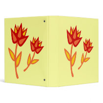 Red Fire Flower 3 Ring Binders