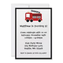Red Fire Truck Birthday invitations