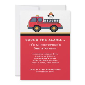 Red Fire Truck Birthday Party invitation