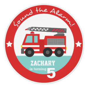 Red Fire Truck Boy Birthday Party, Circle Announcement