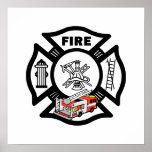 Red Fire Truck Rescue Print