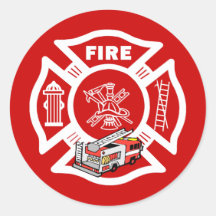 Red Fire Truck Rescue Sticker