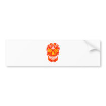 RED FIRED SKULL BUMPER STICKER