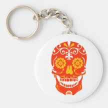 RED FIRED SKULL KEYCHAIN