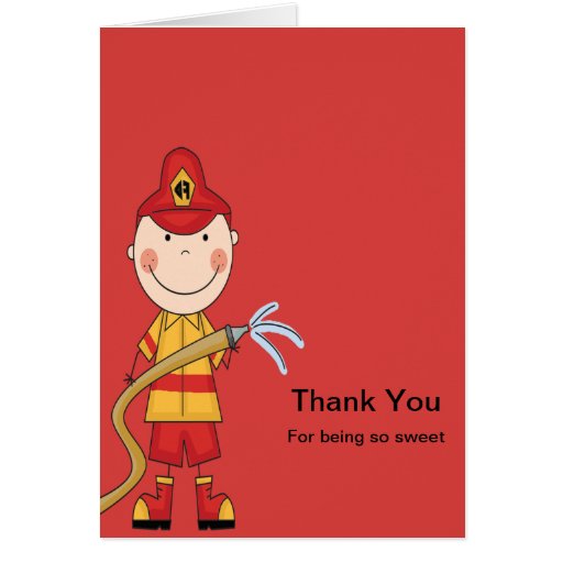 Red Fireman Thank You Card Zazzle