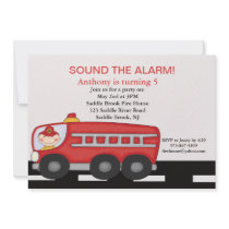 Red, Firetruck Boys  Birthday Invitation