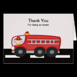 Red Firetruck on Street Thank You Card cards