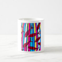 Red Fish in Striped Tank Mugs