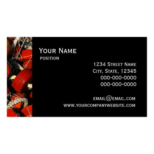 Red fishing nets seafood business  card template business card (back side)