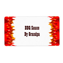 Red Flames BBQ Custom Canning Labels