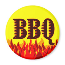 Red Flames BBQ Saying magnets