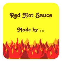 Red Flames Custom Jar or Canning Labels stickers