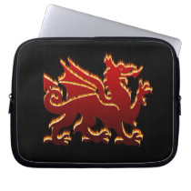 Red flaming welsh dragon laptop sleeve