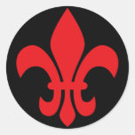 Red Fleur de Lys Round Stickers