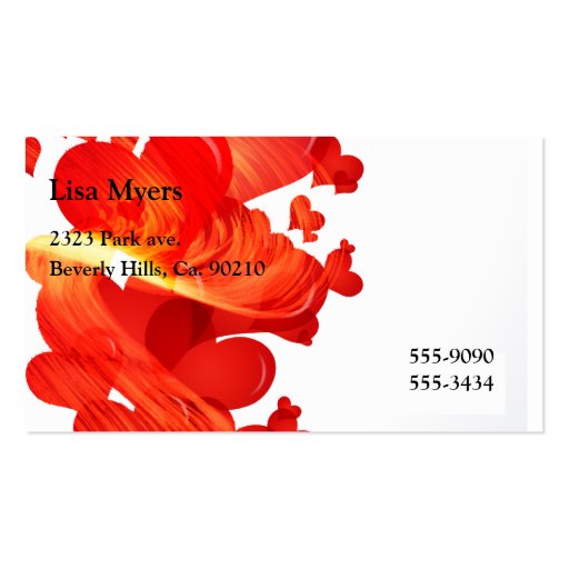 Red Floating Painted Hearts Business Cards