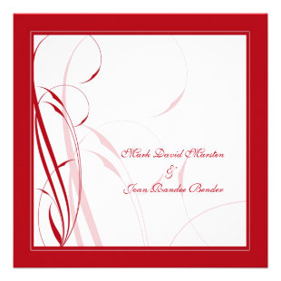 Red Floral 3 Wedding Personalized Invite