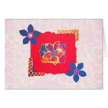 Red Floral abstract art Card