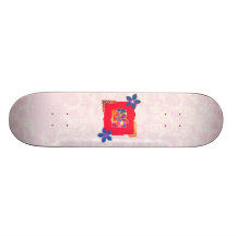 Red Floral abstract art Custom Skate Board