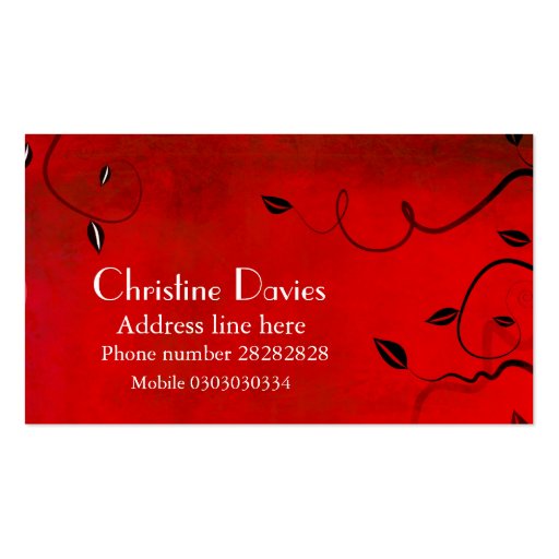 Red floral business card (front side)