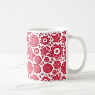 Red Floral Classic White Coffee Mug