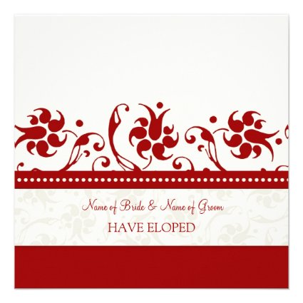 Red Floral Elopement Announcement Cards