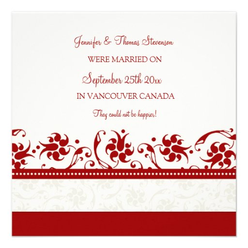 Red Floral Elopement Announcement Cards