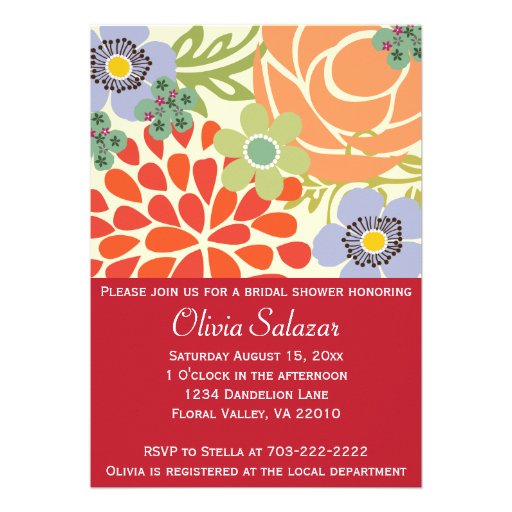 Red Floral Garden Bridal Shower Invitation