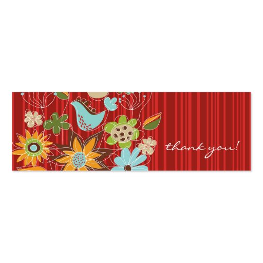 Red Floral Garden Profile Thank You / Gift Tag Business Card Template (back side)