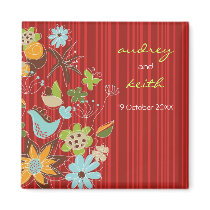 Red Floral Garden Save Date / Gift / Favor Magnet by fat_fa_tin Red Floral Garden Save Date / Gift / Favor Magnet