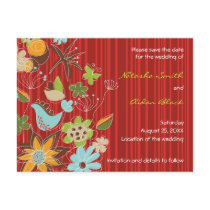 Red Floral Garden Save Date / RSVP / Invitation/TQ postcards by fat_fa_tin Red Floral Garden Save Date / RSVP / Invitation/TQ postcards
