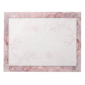 Red Floral Grunge Changeable Color  Border Notepad