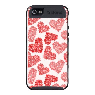 Red floral hearts pattern iPhone 5 case