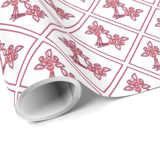 Red Floral Pattern Wrapping Paper