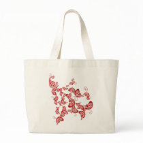 Red Floral Peacock Custom Tote / Bag