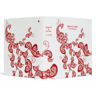 Red Floral Peacock Custom Wedding Binder binder