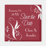 Red Floral Save the Date Wedding Magnet