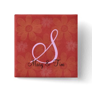 Red Floral Splendor- Monogram: Buttons button