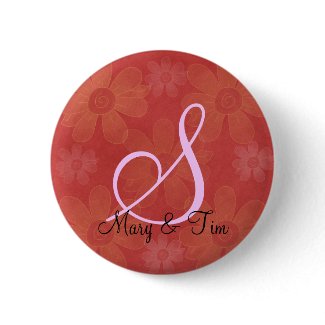 Red Floral Splendor- Monogram: Buttons button