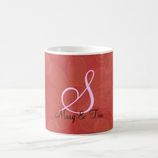 Red Floral Splendor- Monogram: Coffee Mugs mug