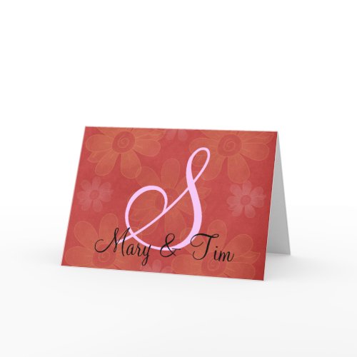 Red Floral Splendor- Monogram: Greeting Cards card