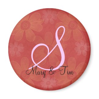 Red Floral Splendor- Monogram: Magnets magnet