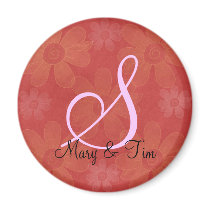 Red Floral Splendor- Monogram: Magnets