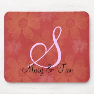 Red Floral Splendor- Monogram: Mousepad mousepad