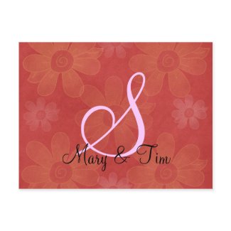 Red Floral Splendor- Monogram: Postcards postcard